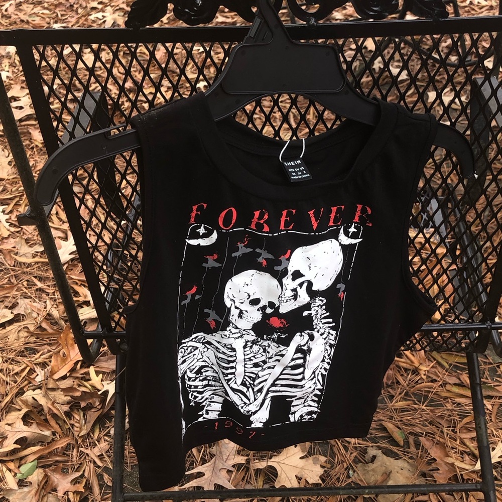 SHEIN Black and Red Skeleton Graphic Kids/ Teens Tank Top